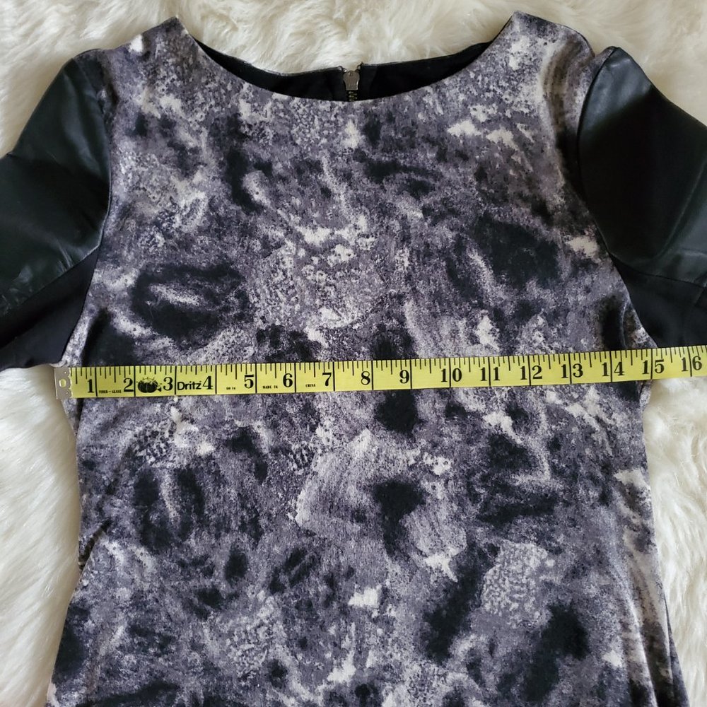 Cut25 by Yigal Azrouel Leather Trim Marbled Print Dress Size Small - Picture 12 of 15